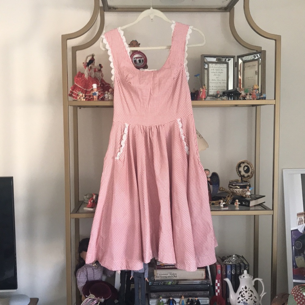 Unique Vintage x Barbie Barbie Q Rose Pink Gingham Sun Dress